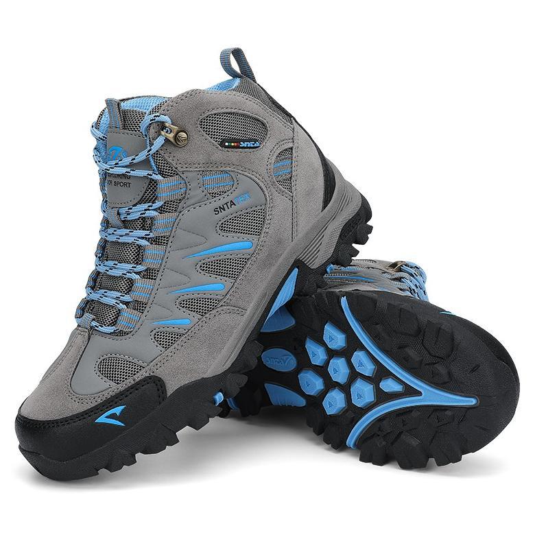 OFFICIAL Sepatu Gunung Wanita Pria SNTA 613 Mid Series Semi Waterproof Hiking Shoes - Grey Lt Blue