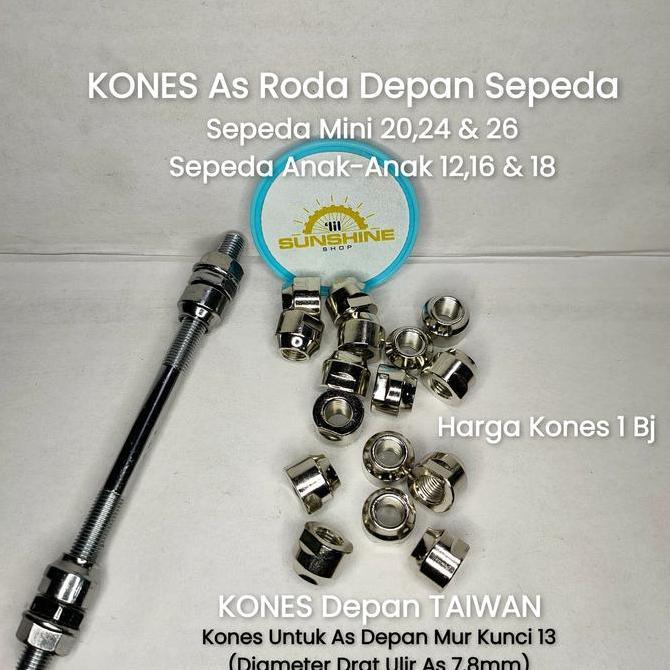 Kones As Kecil Untuk Hub Roda Depan Sepeda Anak BMX Sepeda Mini Dewasa Mur Kunci 13