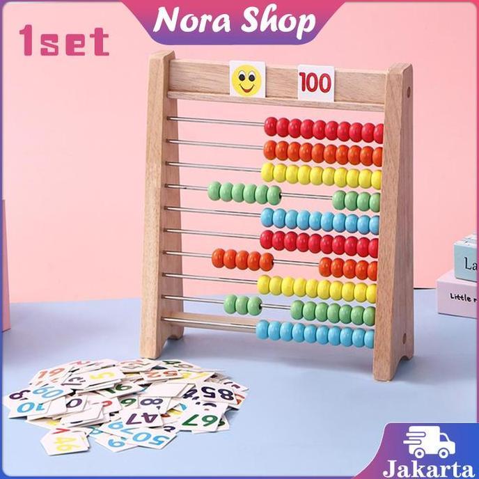 AWAYESH Sempoa Kayu Hitung Anak Sempoa Abacus Penghitung Matematika Kayu Mainan Pendidikan