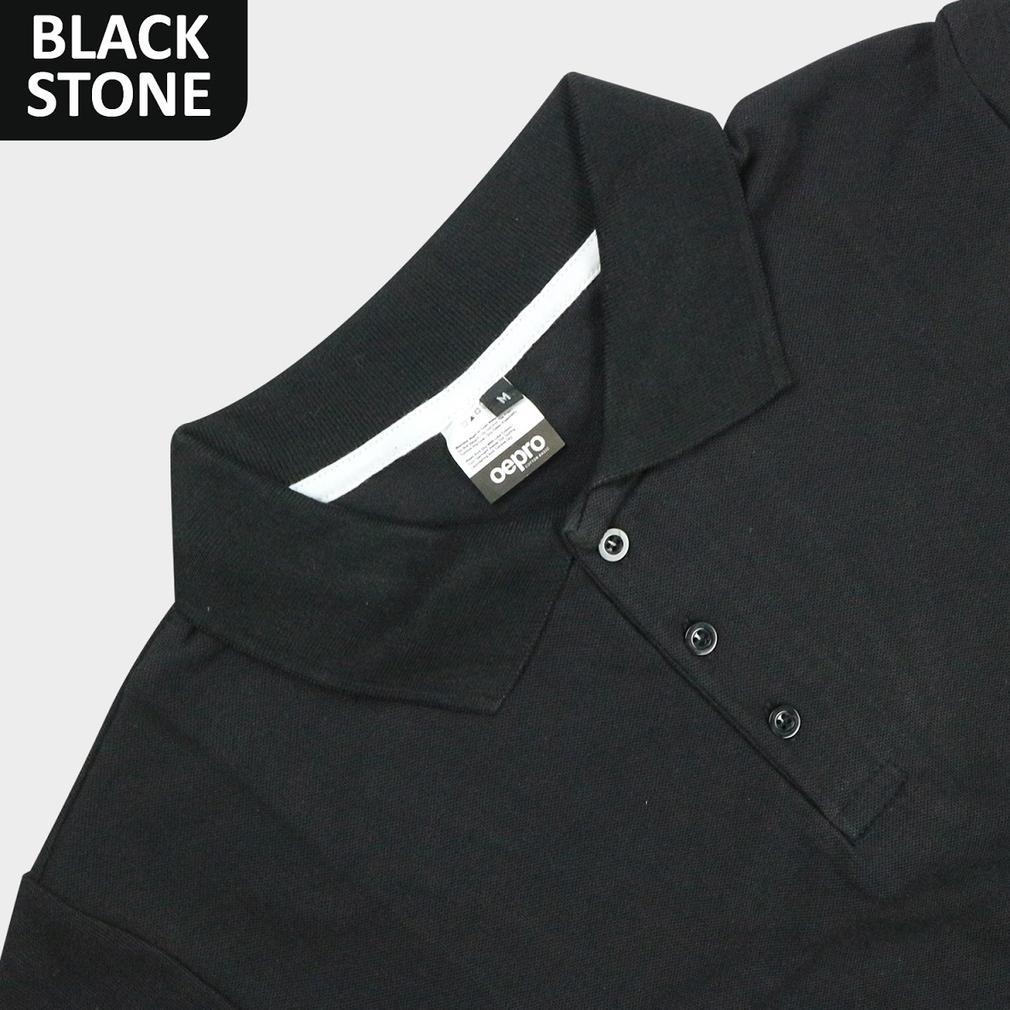 GARANSI Kaos Polo Premium | Kaos Kerah Premium | Polo shirt | Full Katun | Black Stone |  Oepro