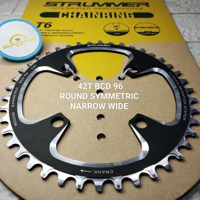 Chainring Crank STRUMMER 40T 42T BCD 96 ROUND CNC Sepeda MTB Roadbike