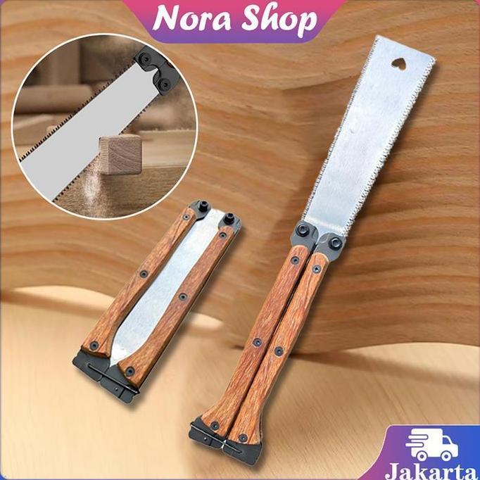 AWAYESH Gergaji Tangan Tepi Ganda Gergaji Kayu Lipat Gergaji Jepang Gergaji Lipat Portable Gergaji T