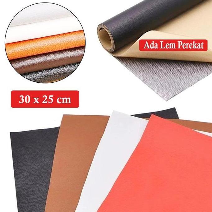 FOWERLEB Stiker Kulit Sintetis 30x25 cm Tambal Sofa Jok Motor Robek Ada Lem Langsung Tempel