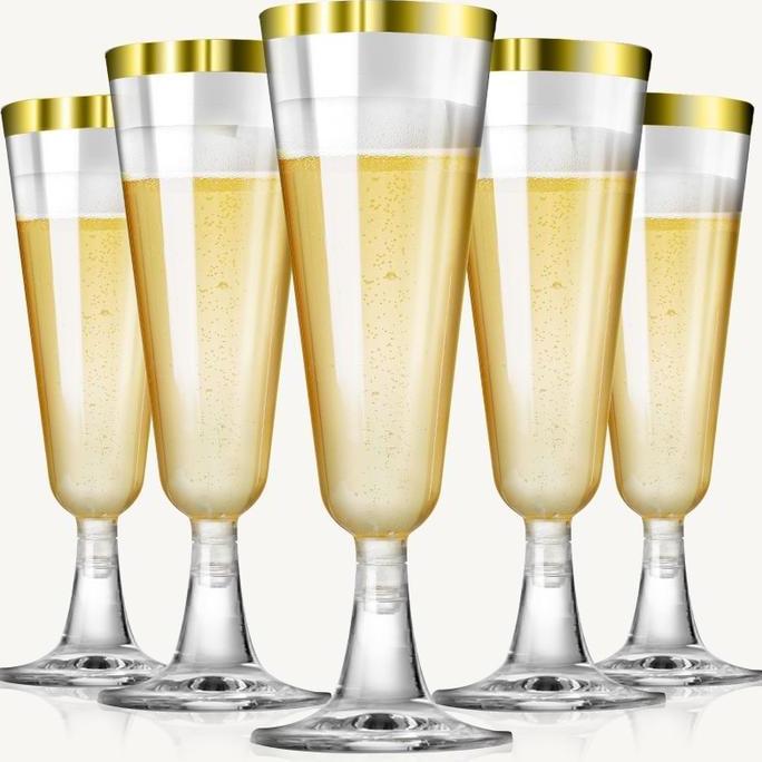 GAIZINPO Gelas Champagne Plastik 10pcs Gelas Kaki Plastik 200ml Gelas Plastik Bening Tebal Gelas Win