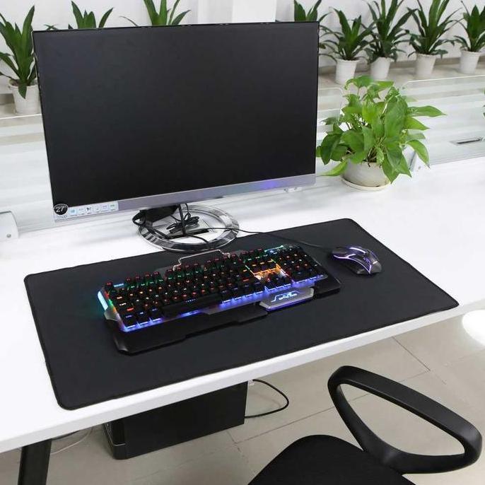 FOWERLEB Gaming Mousepad XL Polos 60x30 80x30 80x50 90x40 cm Tebal 3mm Alas Mouse Besar Desk Mat Com