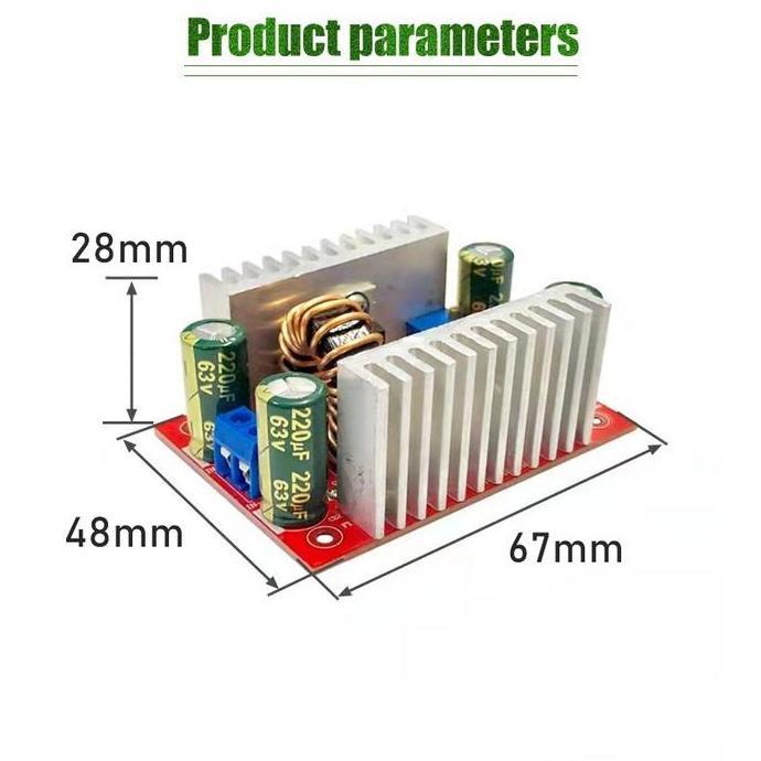 BAIAVY Modul Step Up DC To DC 12v24v To 36v48V 400W 15A Arus Konstan CC-CV Boost Converter