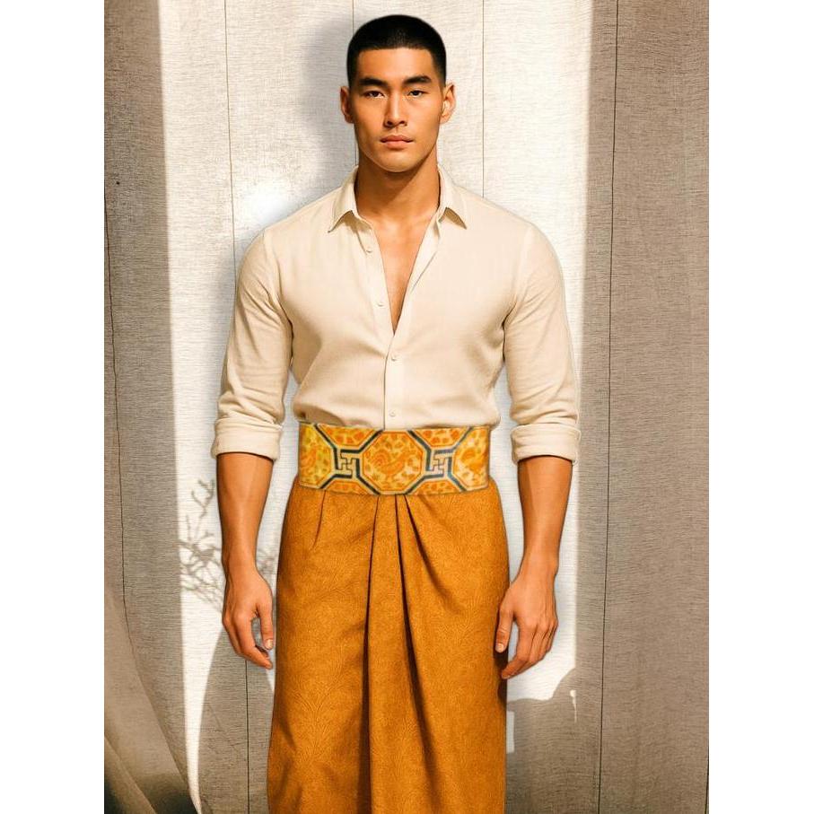 KOINOBORI INFINITY ANGKIN AYAM OBI FOR MEN BATIK X LURIK IKAT PINGGANG PRIA GM