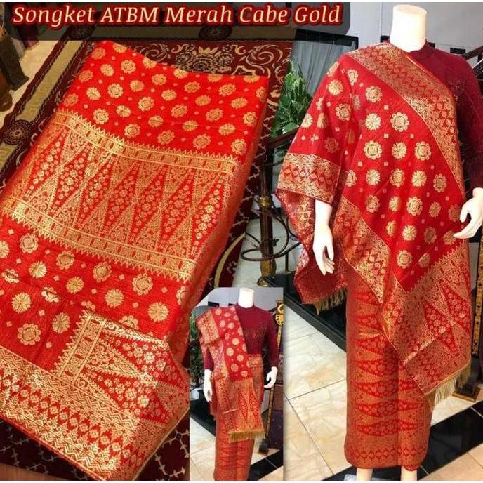 Songket ATBM || Songket Tenun Mesin Palembang Cantik dan Manis || rok songket ATBM set selendang LA