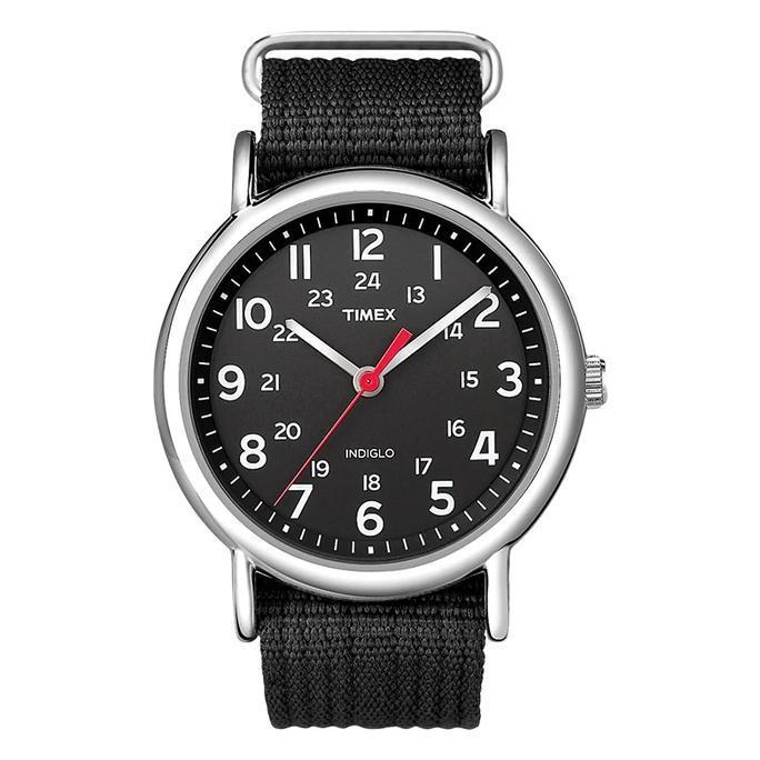 Jam Tangan Pria Timex Weekender Slip-Thru T2N647 Indiglo Black Dial Black Nylon Strap