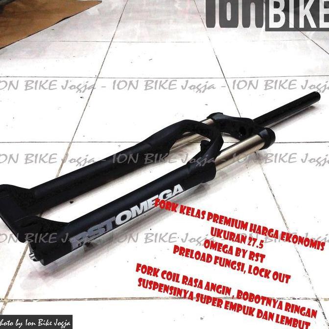 FORK RST OMEGA 27.5 TRAVEL 120 LOCK - FORK SEPEDA MTB OVERSIZE ORIGINAL DAN TERPERCAYA