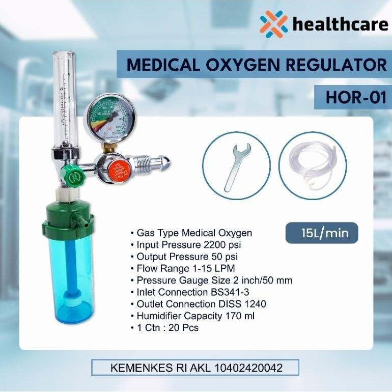 Regulator Oksigen Medis Dengan Selang Nasal Lengkap