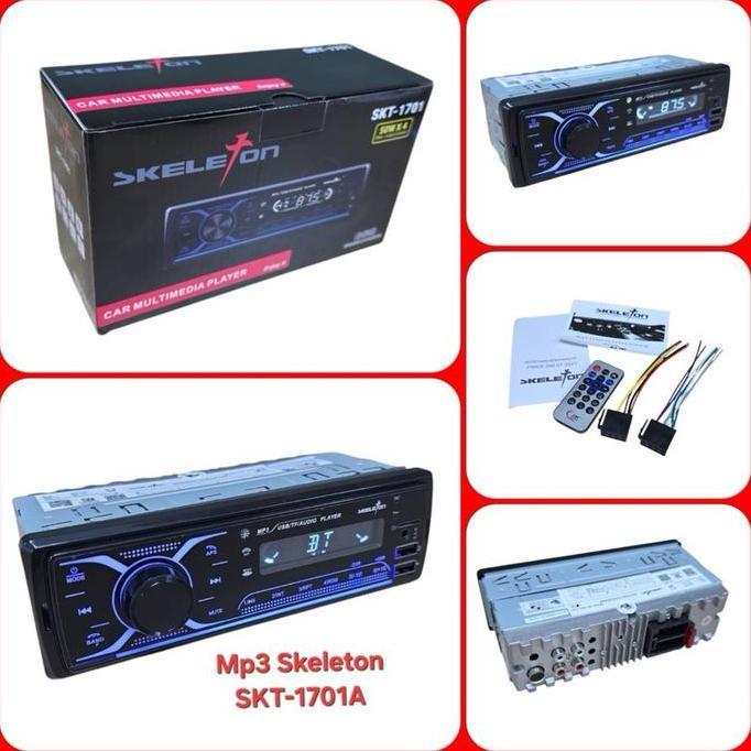 HEMAT BANGET - HEAD UNIT TAPE MOBIL SINGLE DIN MP3 SKELETON SKT-1701 / SKT 1701 2 USB SLOT Bluetooth