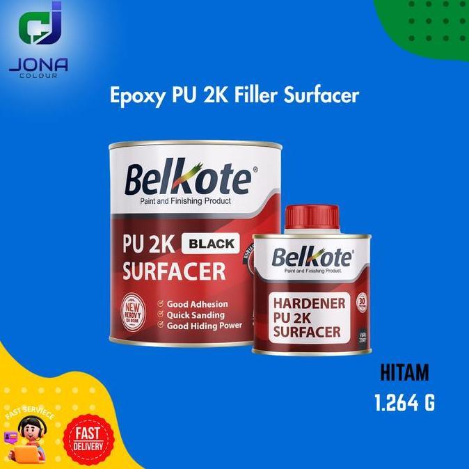 PROMO HARI INI - Belkote Epoxy PU 2K Filler Surfacer Cat Dasar Epoksi Black/ Hitam 1kg
