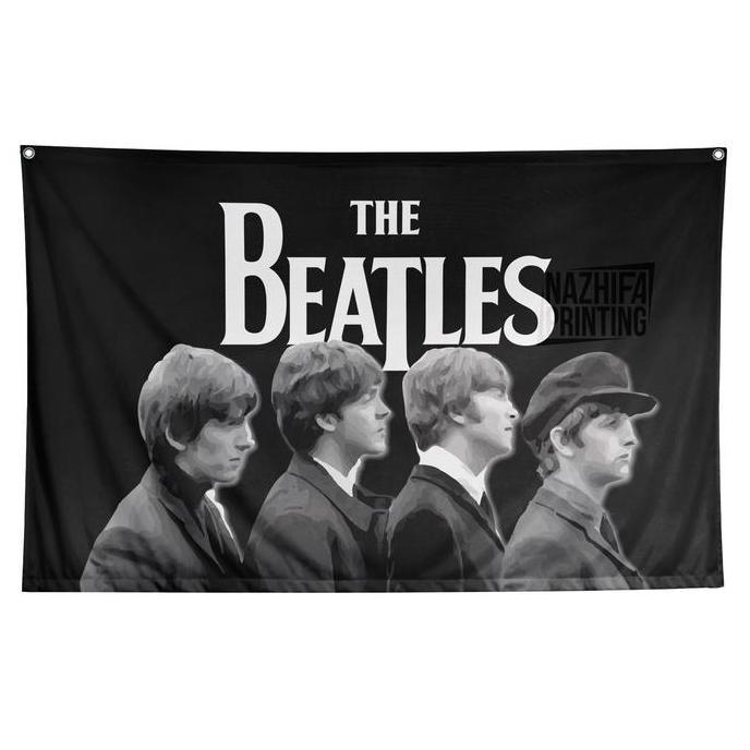 TERLARIS POSTER KAIN THE BEATLES, TAPESTRY  PAJANGAN DINDING BAHAN SATIN PELES UKURAN KECIL-BESAR
