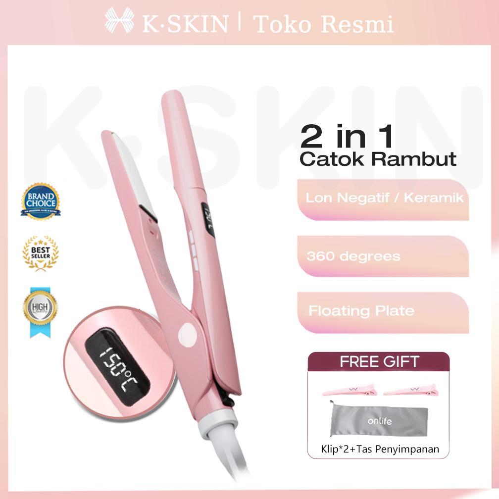 NEW K.SKIN Mini Pemanasan Cepat Catokan Rambut Catok Rambut Curly 2 In 1 Portable Travel Hair Straig