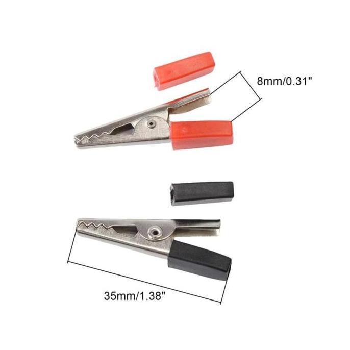 Capit Buaya Alligator Clip Tebal Jepit Klem Clamp Jumper Baterai  Pegangan Kotak Merah Hitam 1 pasan