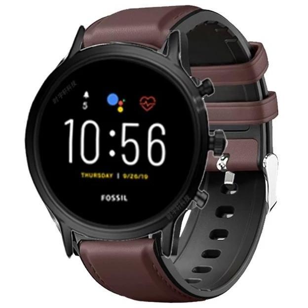 STRAP TALI JAM LEATHER KULIT RUBBER FOR FOSSIL SMARTWATCH GEN 4 5 22MM