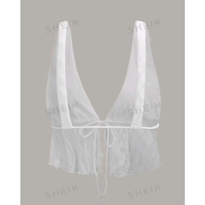 Shein Icon Tie Shein Icon Tie Front Open Back Textured Tank