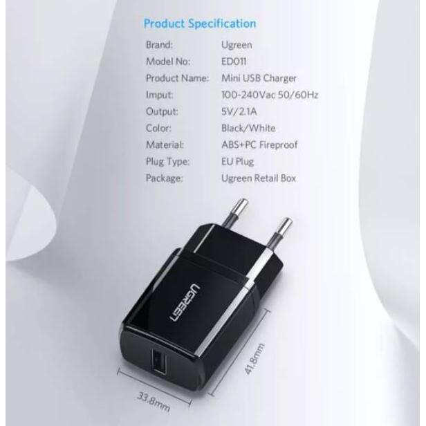 UGREEN USB CHARGER 2.1A + KABEL CHARGER MICRO USB / TYPE C