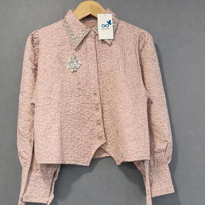 Kirana Jacquard Crop Top Blouse Janggan Kebaya Modern Kebaya Crop Atasan Kebaya LS