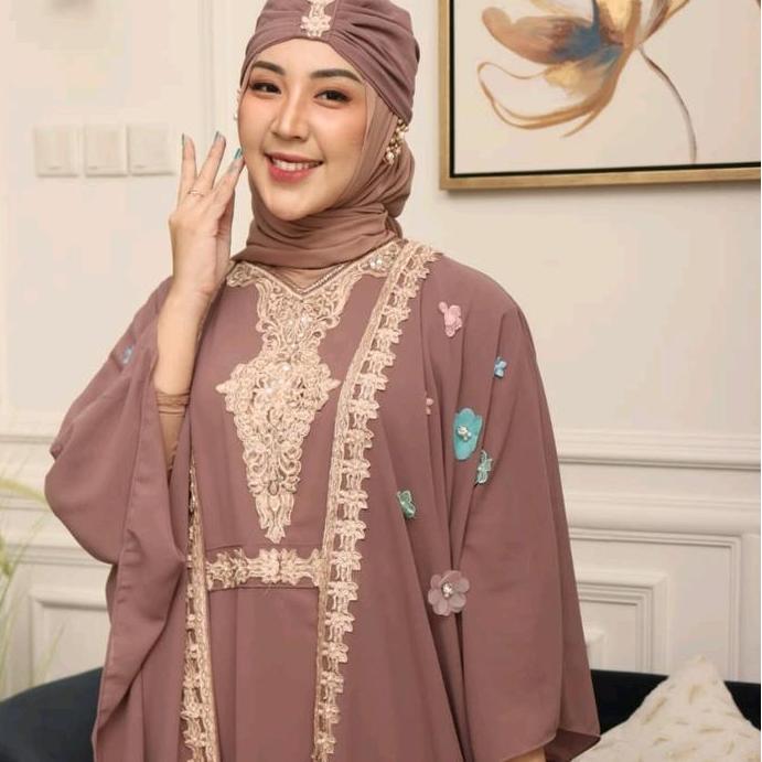 New Abaya / Kaftan Bella Exclusive Mewah Trendy Semi Outer / Dress Lebaran Pesta Kondangan Wanita Re