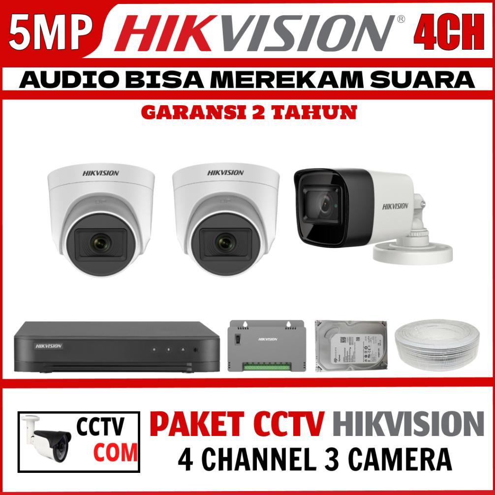 Sale Paket Cctv Hikvision 5Mp 4 Channel 3 Camera Turbo Hd Kamera Cctv Turbo Hd