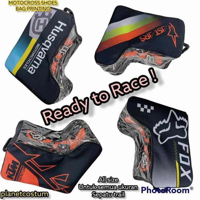 PCTS1 Tas Sepatu motor trail Bahan tebal Printing Anti luntur anti debu shoe bag boot storage portab