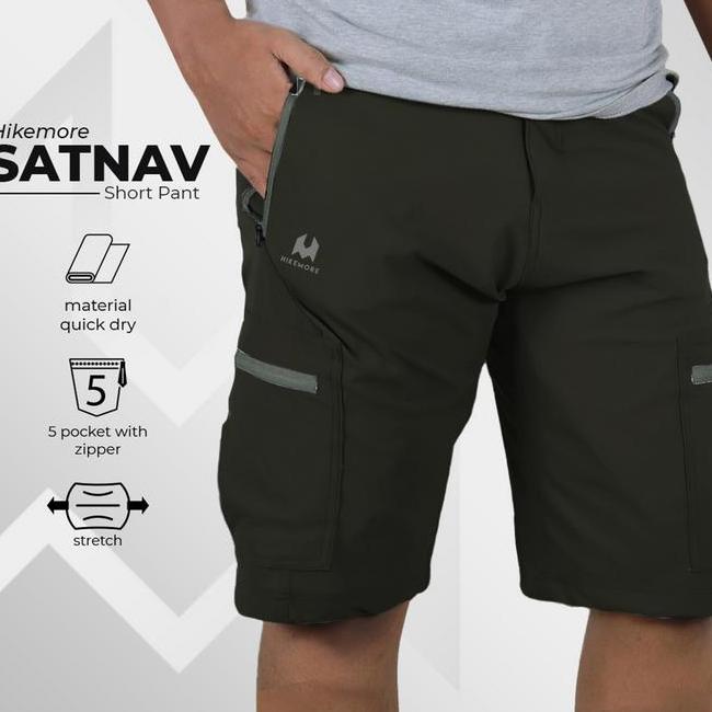 Hikemore Celana Pendek Hikemore Celana Pendek Satnav Hitam Pria Quickdry Semi Stretch