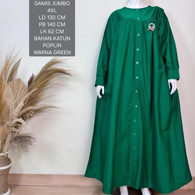 New Gamis Jumbo Ld 130 Cm Bahan Katun Poplin Model Polos Kekinian - Delisha Dress Promo Lebaran