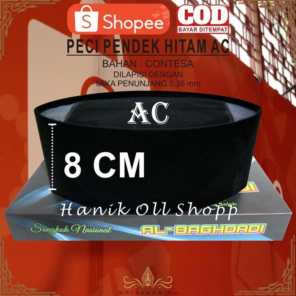 Terlaris Peci Pendek Ac/Tinggi 6 7 8 Cm/Peci Cak Lontong/Songkok Hitam Pendek/Peci Hitam Pendek/Peci