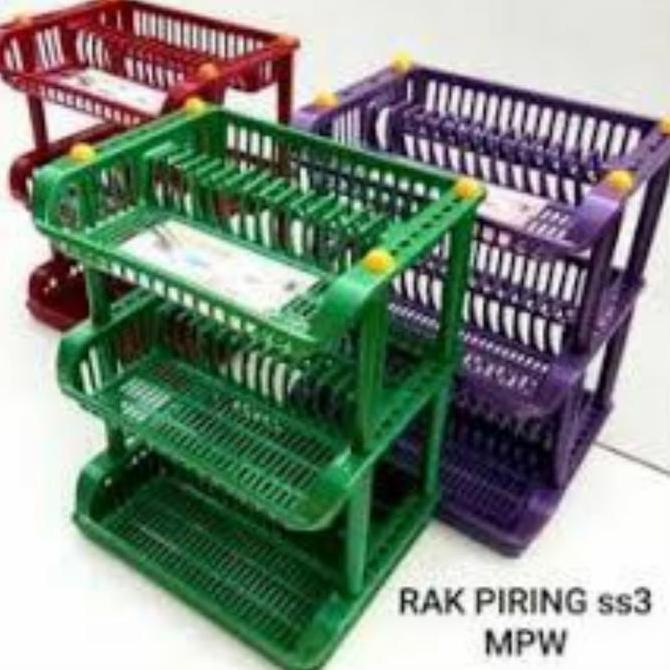 RAK PIRING PLASTIK 3 SUSUN + NAMPAN TIRISAN AIR/BAHAN PLASTIK TEBAL