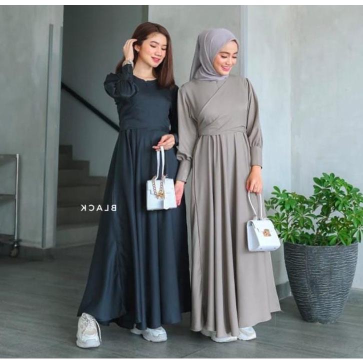 RILLO - Gamis Maxi Dress Sahna Bahan Crepe Premium