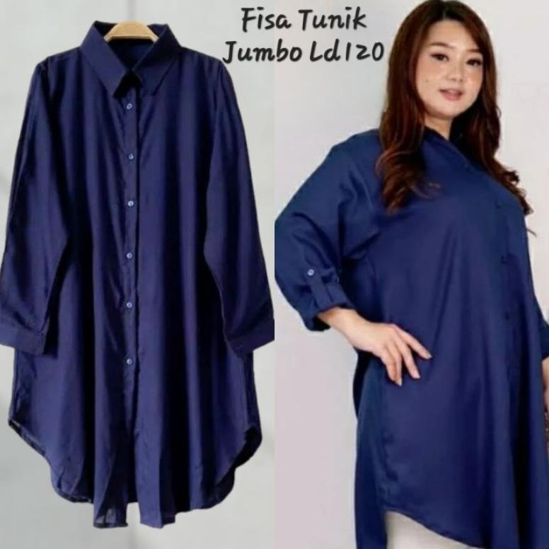 Premium Tunik Jumbo Fisa Atasan Wanita Tunik Hijab Ld120 Muslimah Bumil Busui&Friendly Cod