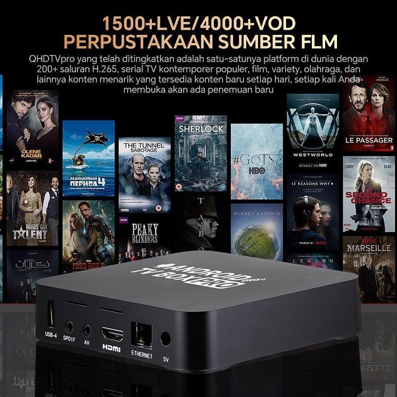 CUCI GUDANG MANU Android TV Box 4K HD Set-top Box STB 8+128G 2.4GHz WiFi Smart Home Theater Media Pl