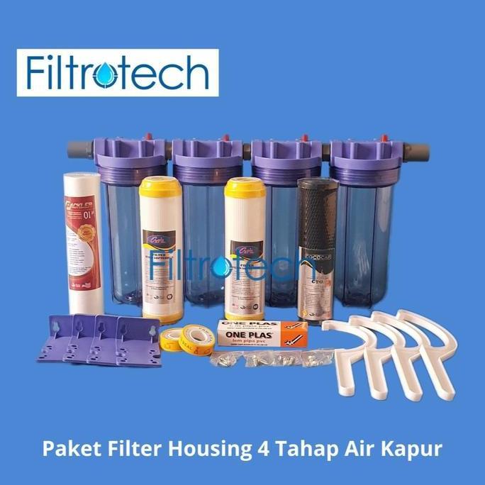Paket Filter Air 4 Tahap Zat Kapur 10 Inch - Paket Housing Filter Air 4 Step Zat Kapur BARU