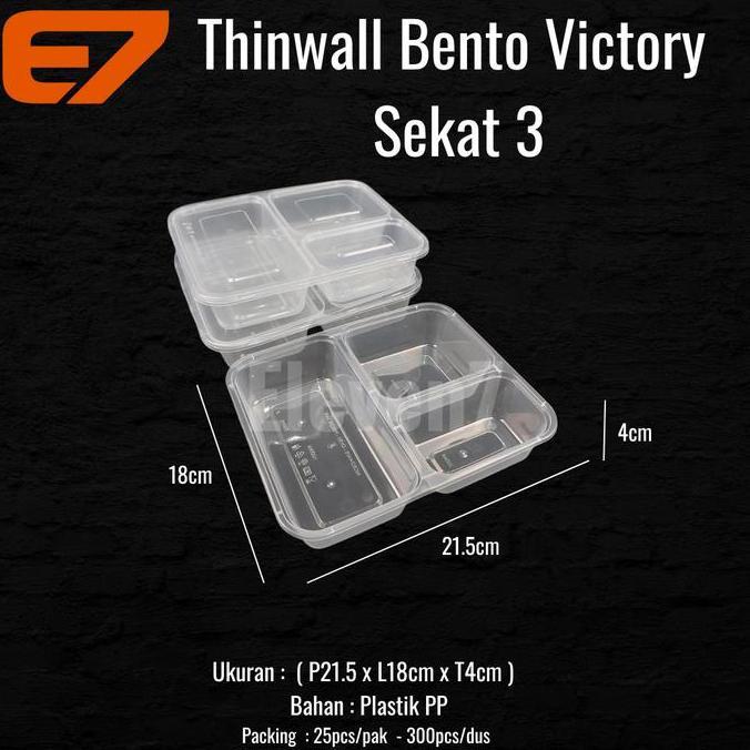 Lunch Box Thinwall Victory Sekat 3 - Thinwall Bento Plastik LA