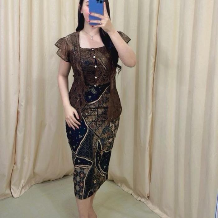 Bisa Cod - Dress Batik Hagia/Dress Batik Couple Wanita/Kebaya Wanita/Outer Kebaya /Dress Natal Pesta