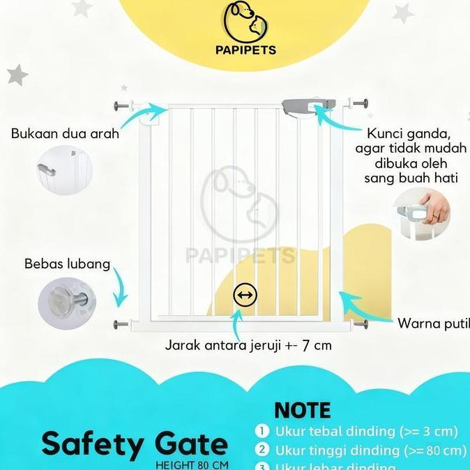 TERLARIS BABY SAFETY GATE PAGAR PENGAMAN PEMBATAS TANGGA PINTU DAPUR BAYI ANAK KASUR BAYI 1 SET LENG