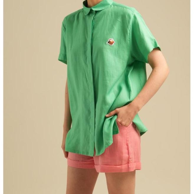 Bambi Mandarin Duck/Linen Bambi Mandarin Duck Linen Shirt/Atasan Wanita/Kemeja Wanita