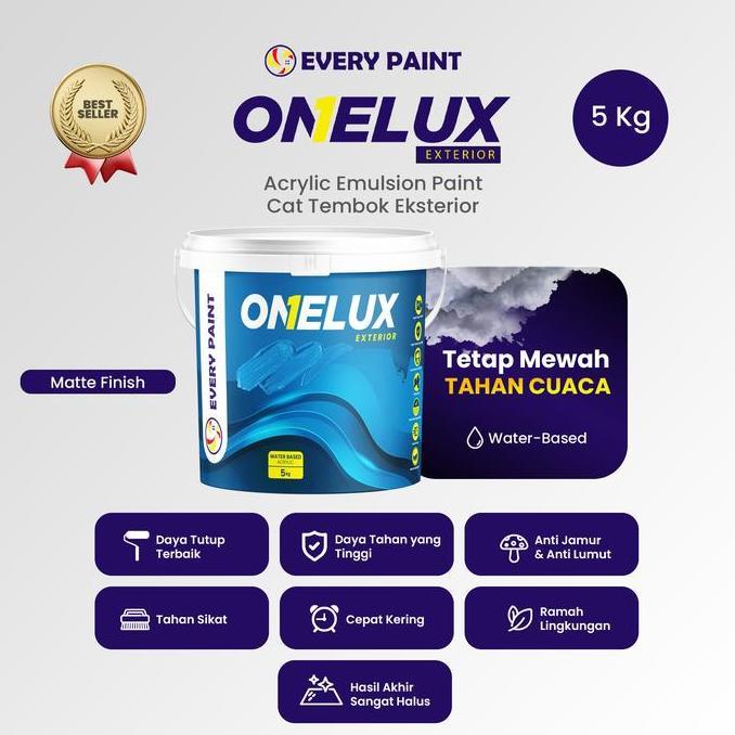 HARGA DISC - Cat Tembok Eksterior EVERY PAINT ONELUX EXTERIOR 5 Kg Cat Dinding Luar Rumah Tahan Cuac