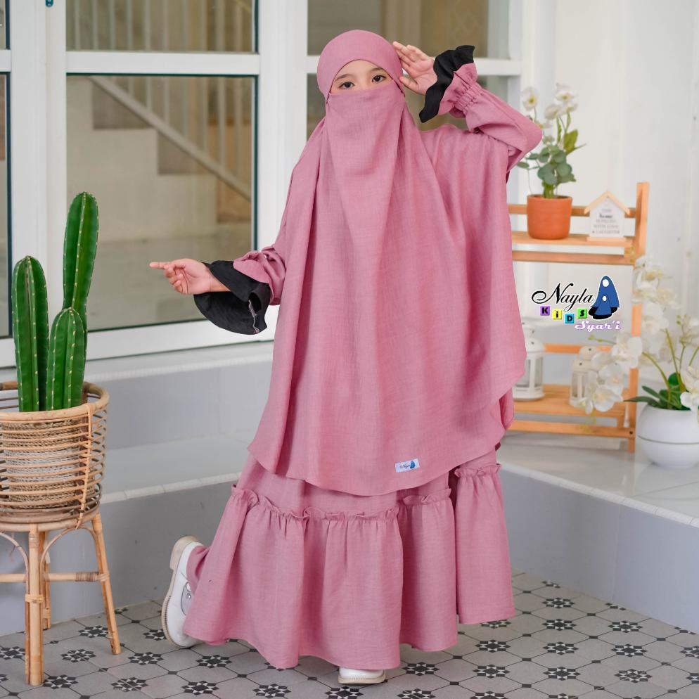 VALUE PACK Arumi Gamis Anak Set Jilbab French Khimar By Nayla Kids