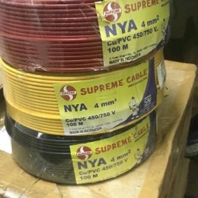 Kabel listrik kawat tunggal NYA 4 mm / 4mm Supreme 100 m roll