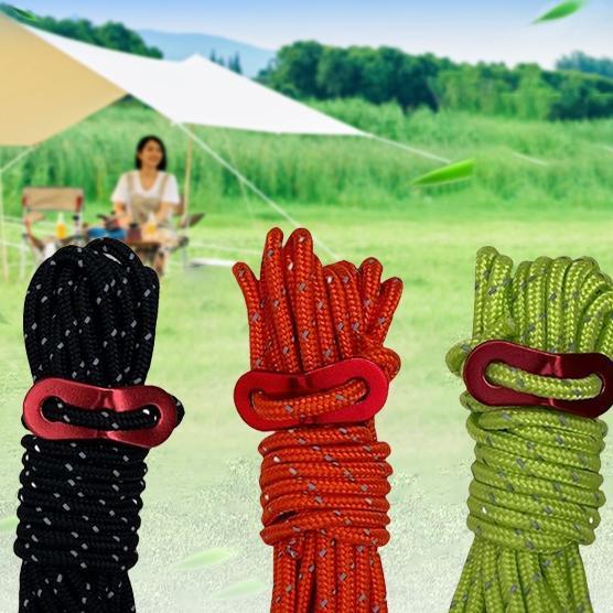 4Pcs Reflective Tali Tenda Flysheet 4Mm * 4M+ Pengencang Tali Tenda Aluminium Untuk Camping