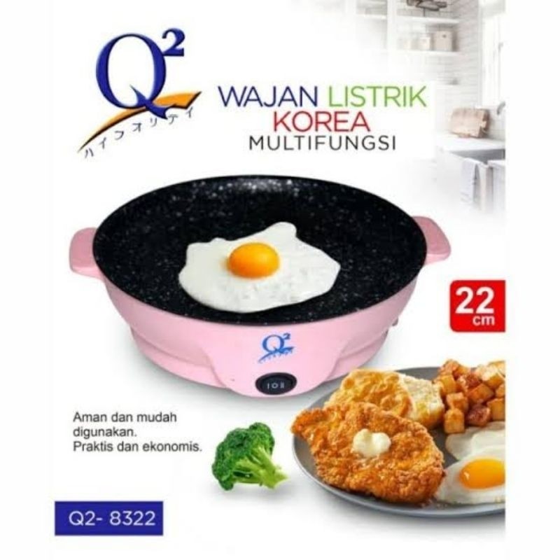 Believe Q2 Korean Grill Pan Electric Pot 8322 Wajan Listrik Multifungsing 22Cm Gsf