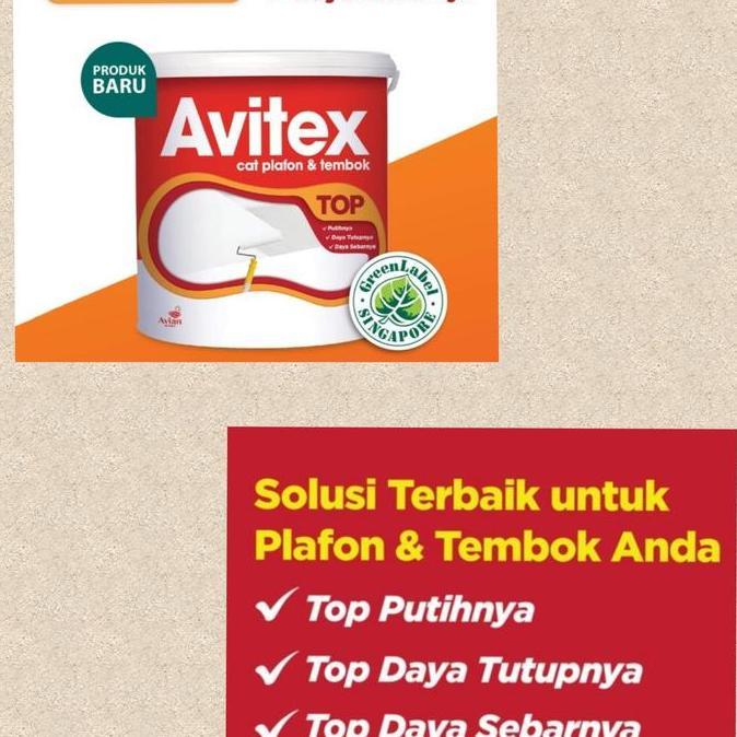 BEBAS ONGKIR - cat plafon dan tembok Avitex top 5kg,cat avitex tembok dan plafon 5kh warna putih Pai