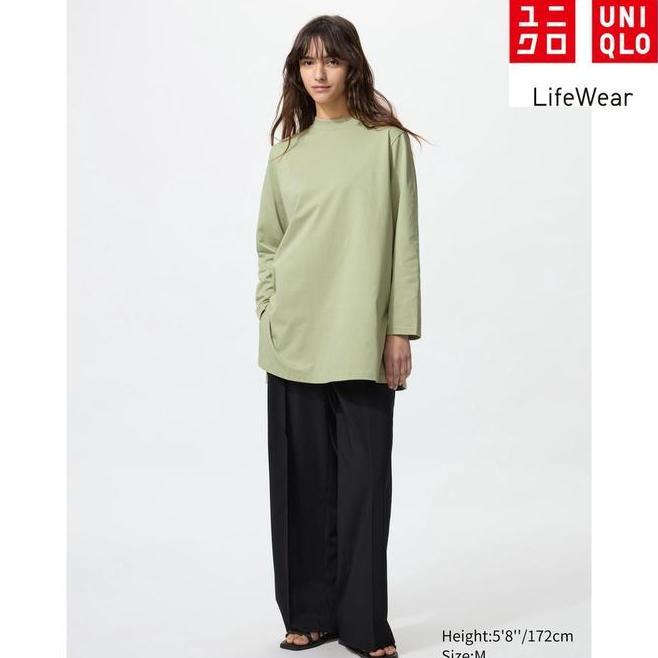 Uniqlo Airism Katun Uniqlo Airism Katun T T-Shirt Panjang Rileks Lengan