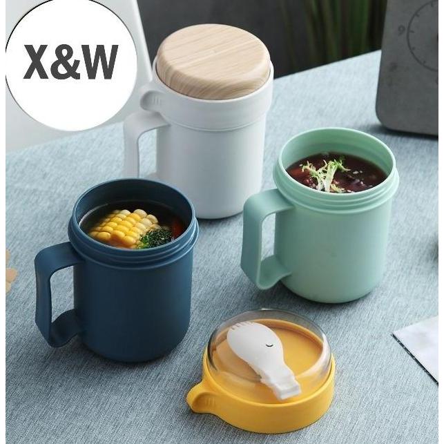 X&W Gelas Soup & Ice Multifungsi + Sendok Anti Tumpah OR-0238 - Bpa Free
