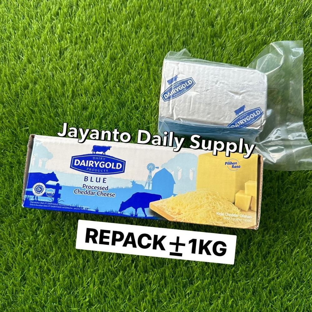Promo Dairygold Cheddar 1Kg Repack / Dairygold Blue / Keju Cheddar Olahan / Cheddar Cheese - 100% Ha