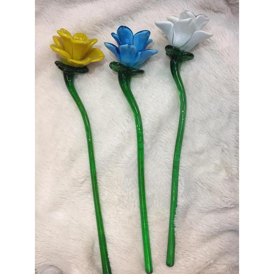 Bunga Mawar Kristal / Bunga Mawar Kaca tinggi 35 cm