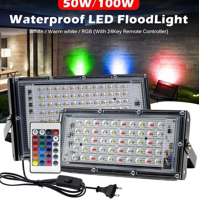 Lampu Sorot Led 50 Watt RGB Outdoor Panel Led Slim Flood light